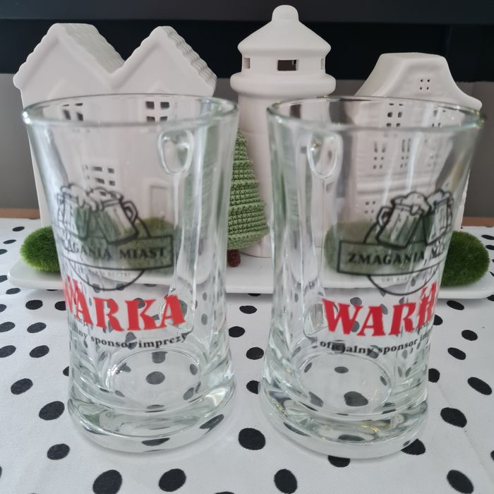 Kufel pokal do piwa komplet 2 sztuki Warka 250 ml