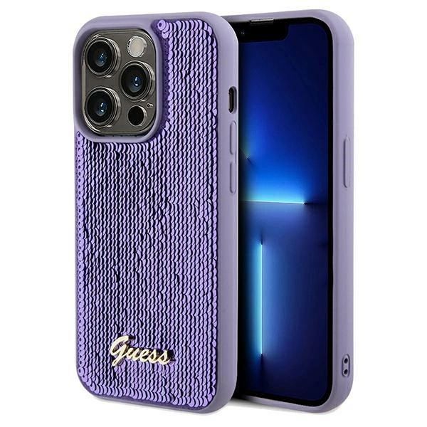 Etui Guess Sequin Script Metal Na Iphone 13 Pro / 13 - Fioletowe