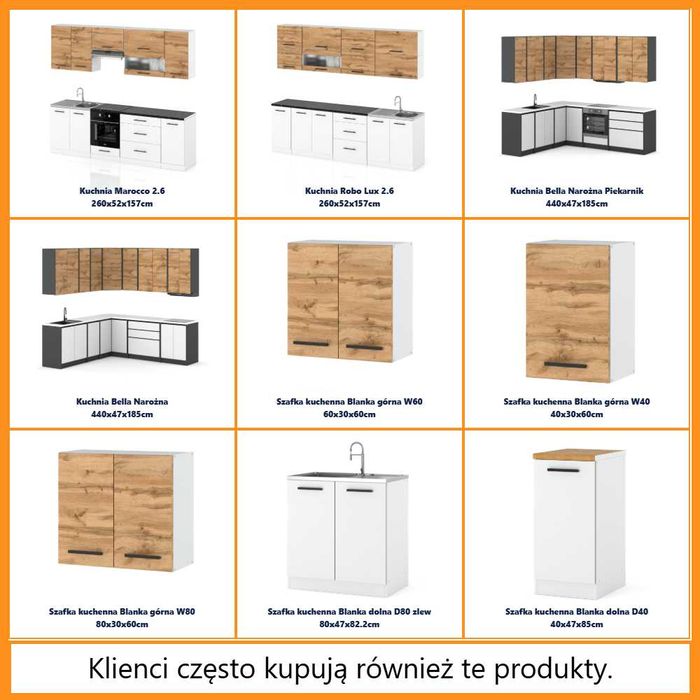 Kuchnia Z Blatem Mokka 2.4m Nowoczesny Zestaw Z Uchwytami Modułowy