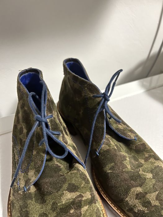 Zielone khaki moro zamszowe męskie sztyblety botki Ted Baker roz. 42