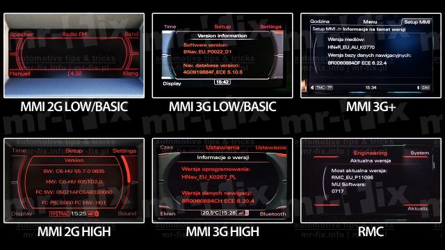 Menu język polski nawigacja Audi MMI 3G High Basic BMW Ford Synci inne