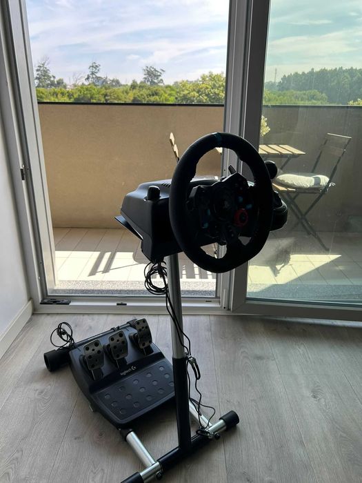 suporte + deluxe volante + logitech driving force + headset  + shifter