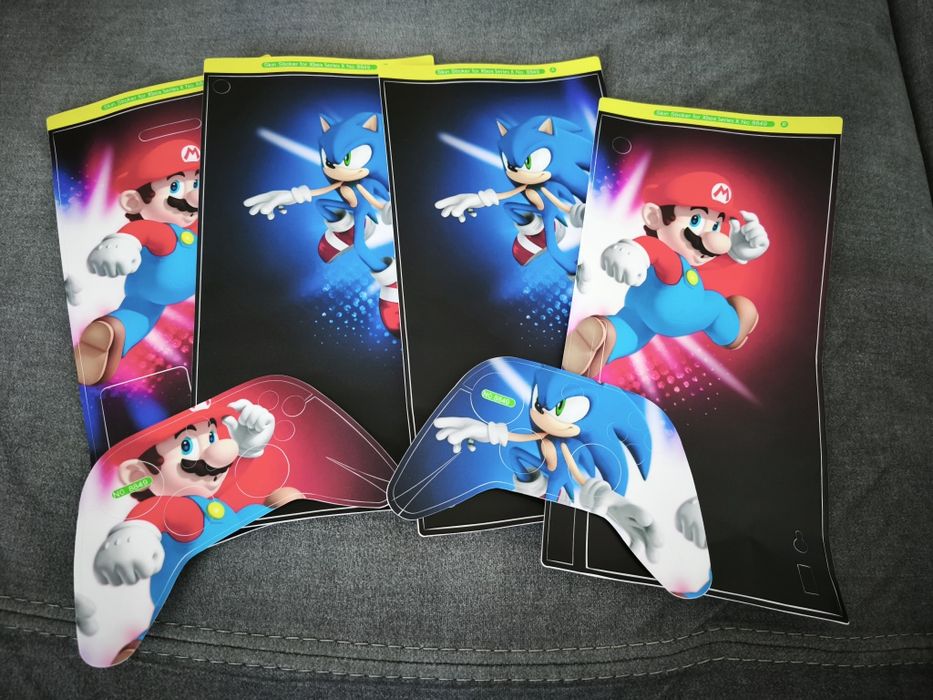 Naklejki Xbox series X Sonic i Super Mario NOWE na obudowę i pady