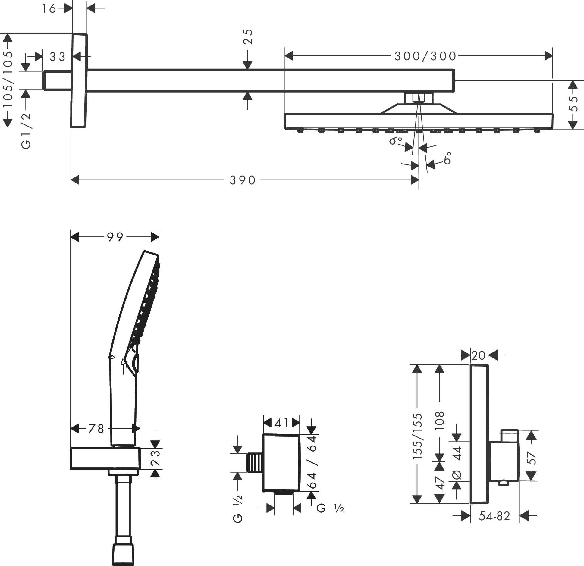 Hansgrohe Raindance E System prysznicowy 300 1jet podtynk czarny mat