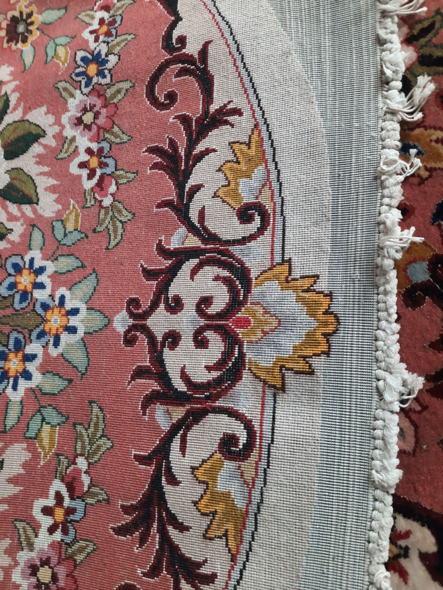 Okrągły dywan ręcznie tkany, welna, jedwab
