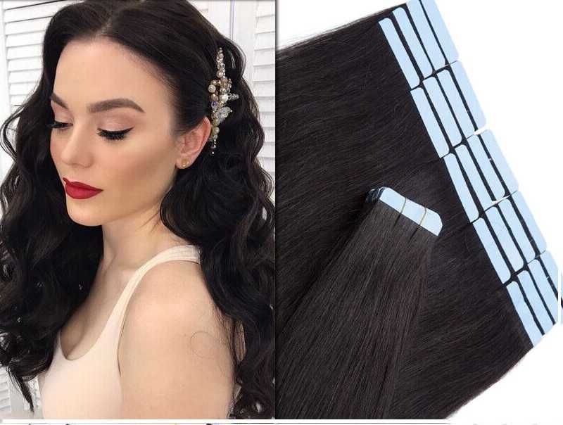 Włosy naturalne tape on metoda kanapkowa 38CM 20 taśm 40 gr+ remover