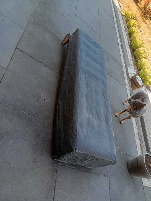 leżak zewnętrzny z kółkami, materac i pokrowiec