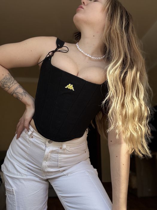 Корсет чорний з жовтим лого Kappa