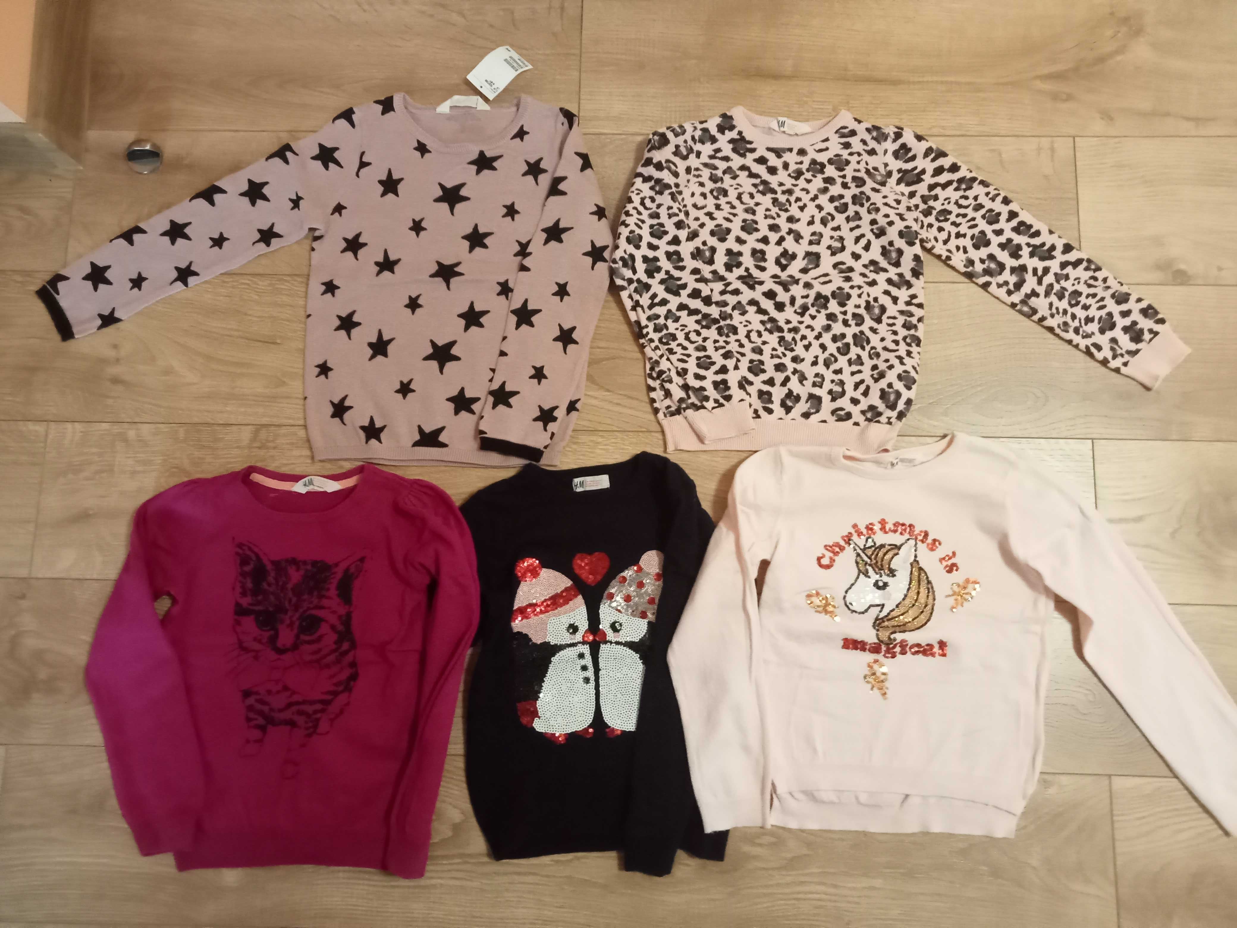 Nowy i jak nowy 122 128 sweterek sweter dla dziewczynki H&M zestaw