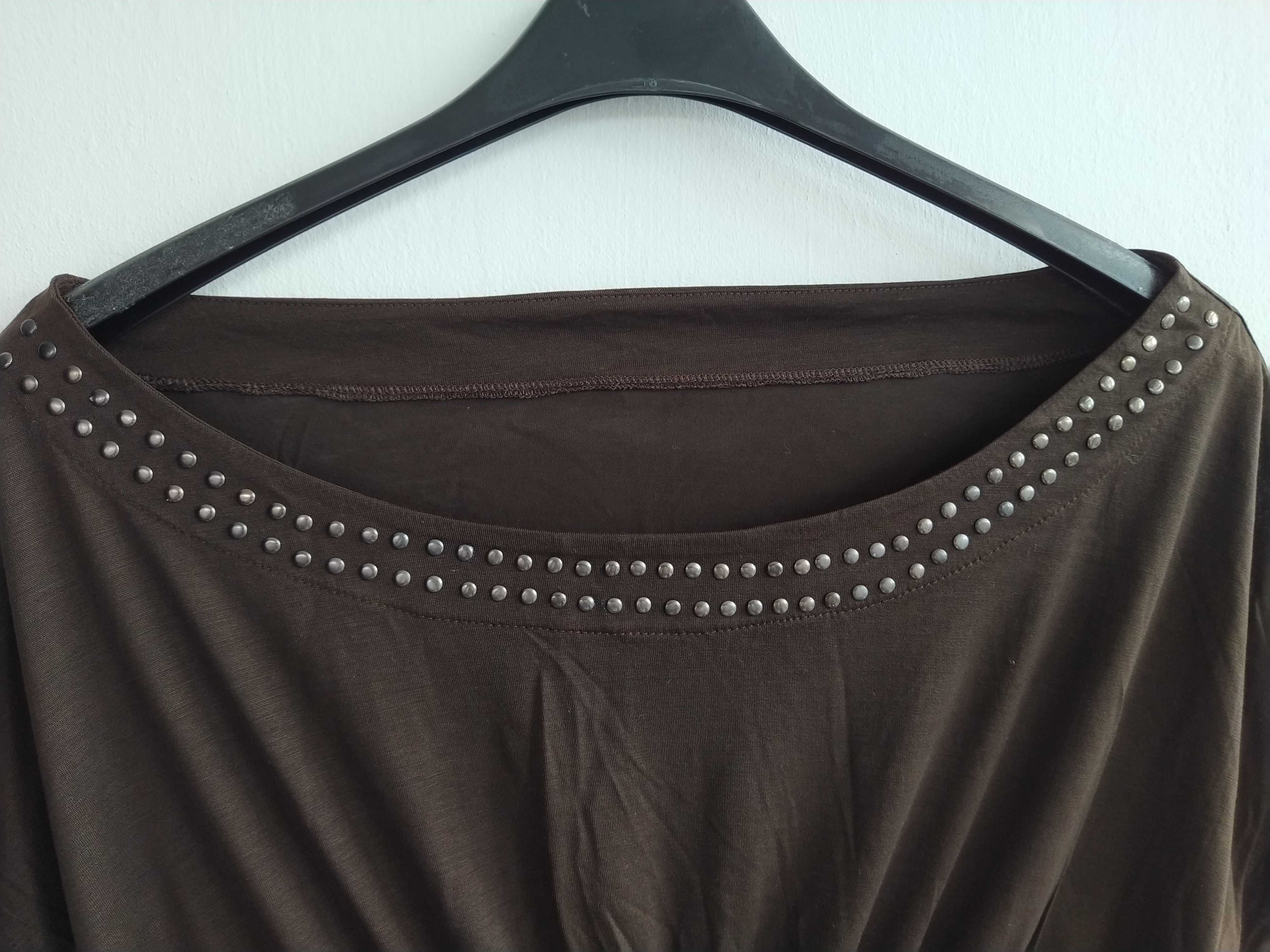 Túnica / vestido castanho com tachas - Tamanho XL