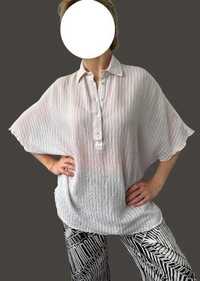 Блуза летняя удлиненная молочного цвета zara оверсайз, вискоза, новая