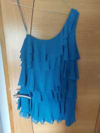 Vendo vestido azul assimétrico