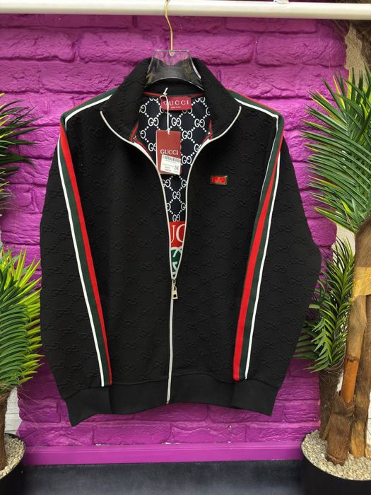 Кофта на замок Gucci чорна чоловіча зіп-худі гуччі чорна чоловіча