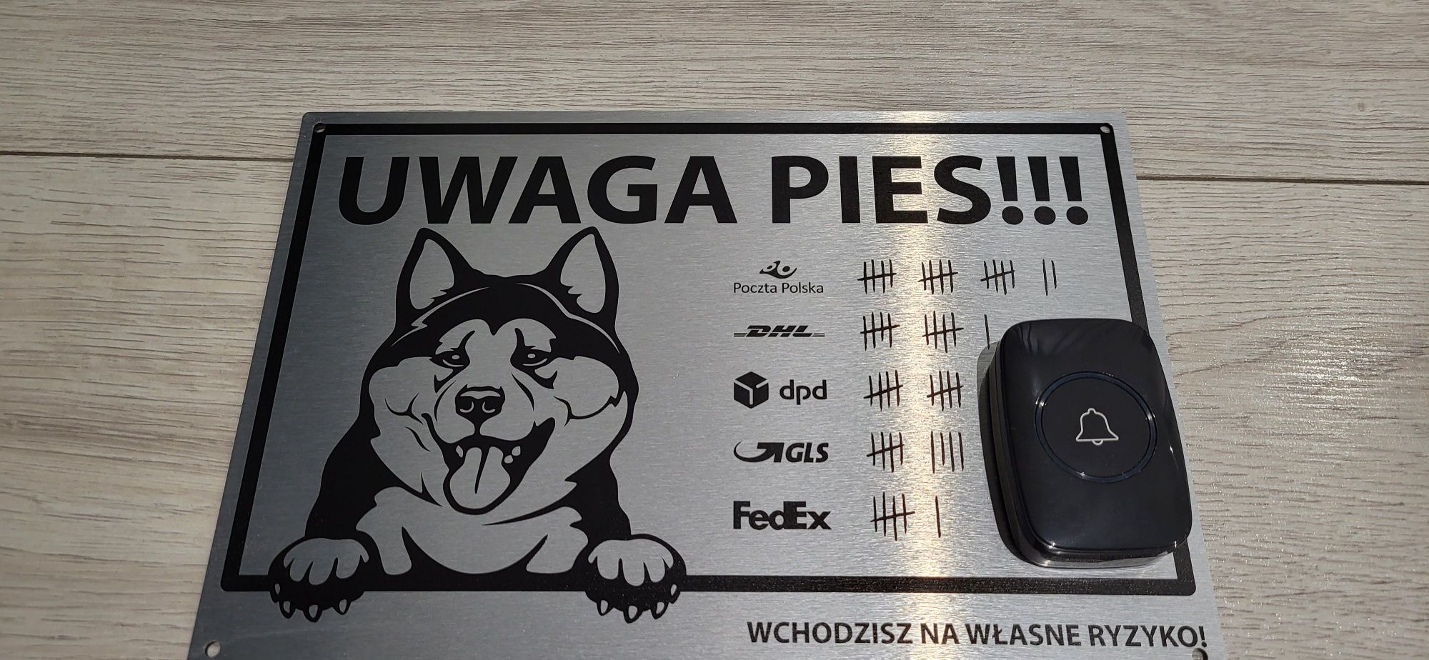 Jak nowa Tabliczka  UWAGA PIES+ dzwonek