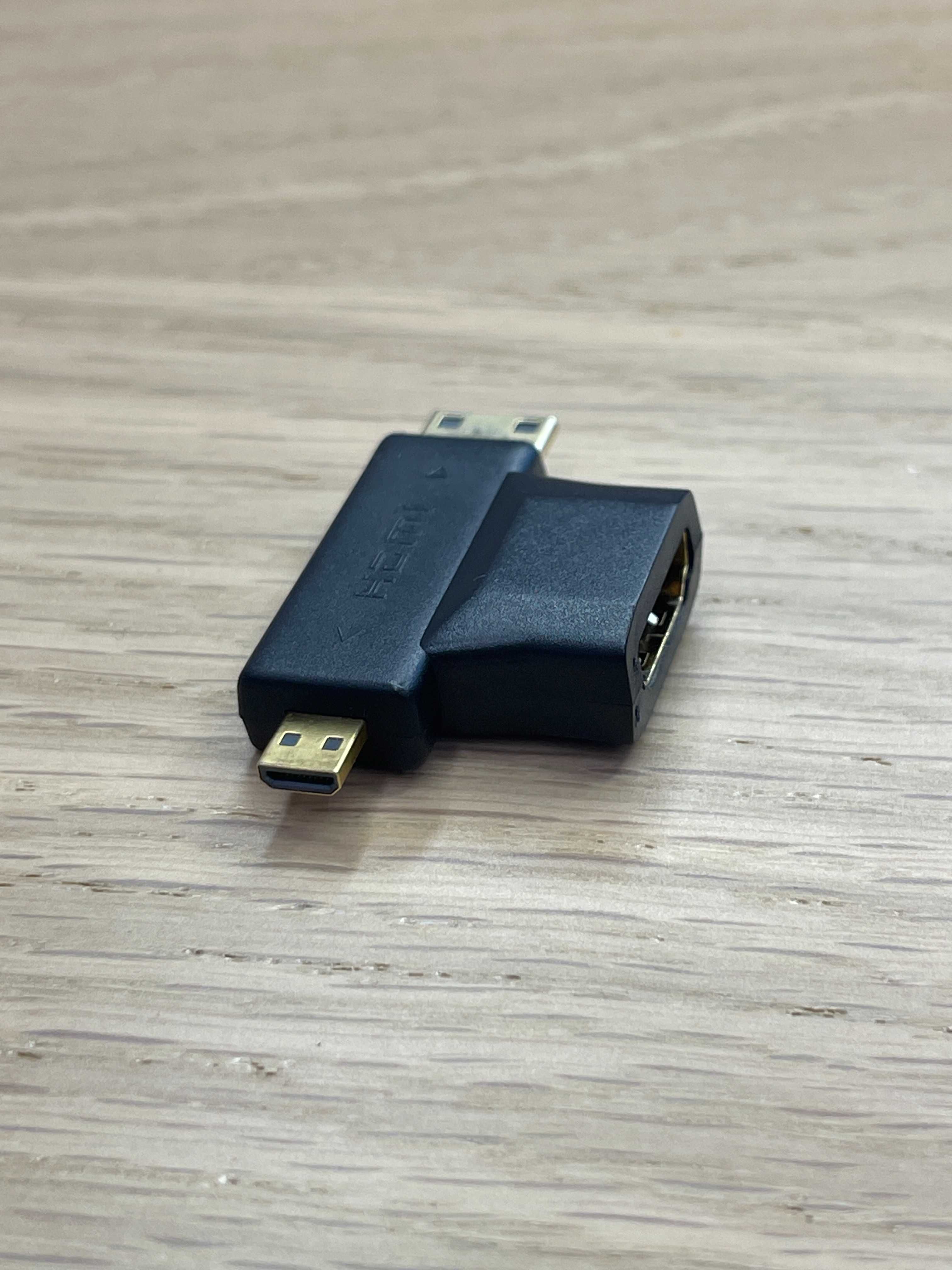 Adapter złączka HDMI-A żeńska do HDMI-C + HDMI-D męska