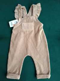 Beżowe spodnie na szelkach dla dziewczynki SINSAY 68 cm (3-6 M)