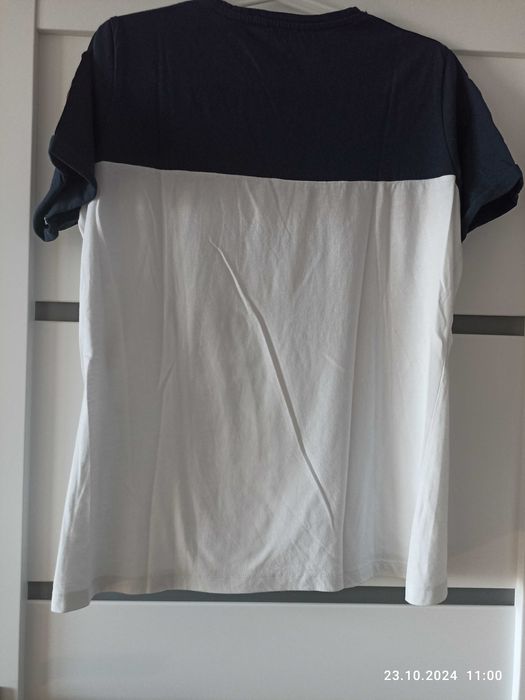 Biało granatowy t-shirt l