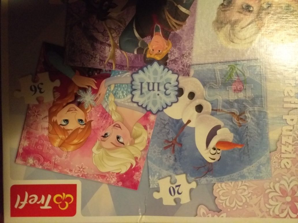 Puzzle 2x Księżniczki i Frozen 3 w 1