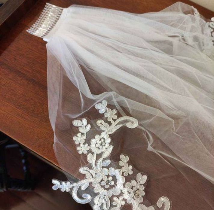 Véu Noiva Tule Renda Lantejoulas