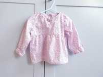 Różowa bluzka koszula retro z koronkami mothercare 80 86 vintage