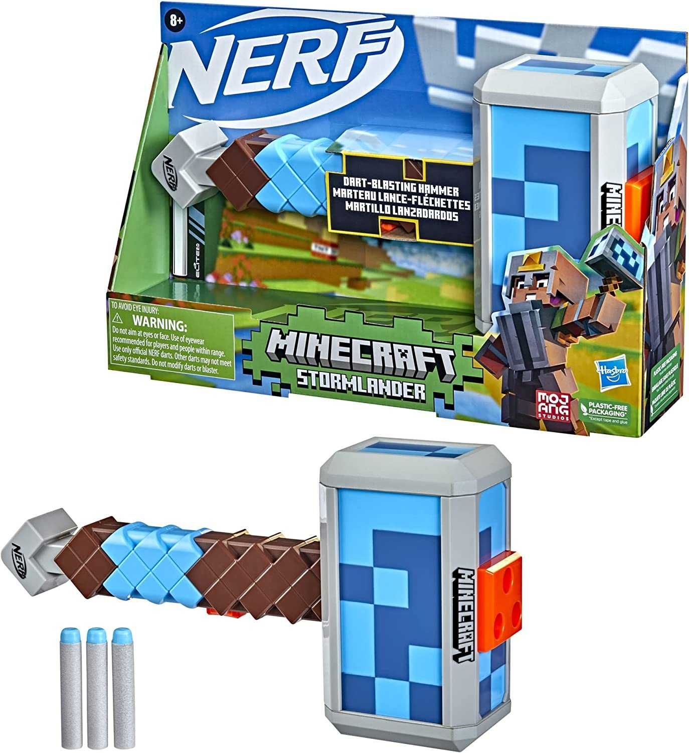 ОРИГИНАЛ! Молот Нерф Бластер Майнкрафт NERF Minecraft Stormlander Dart