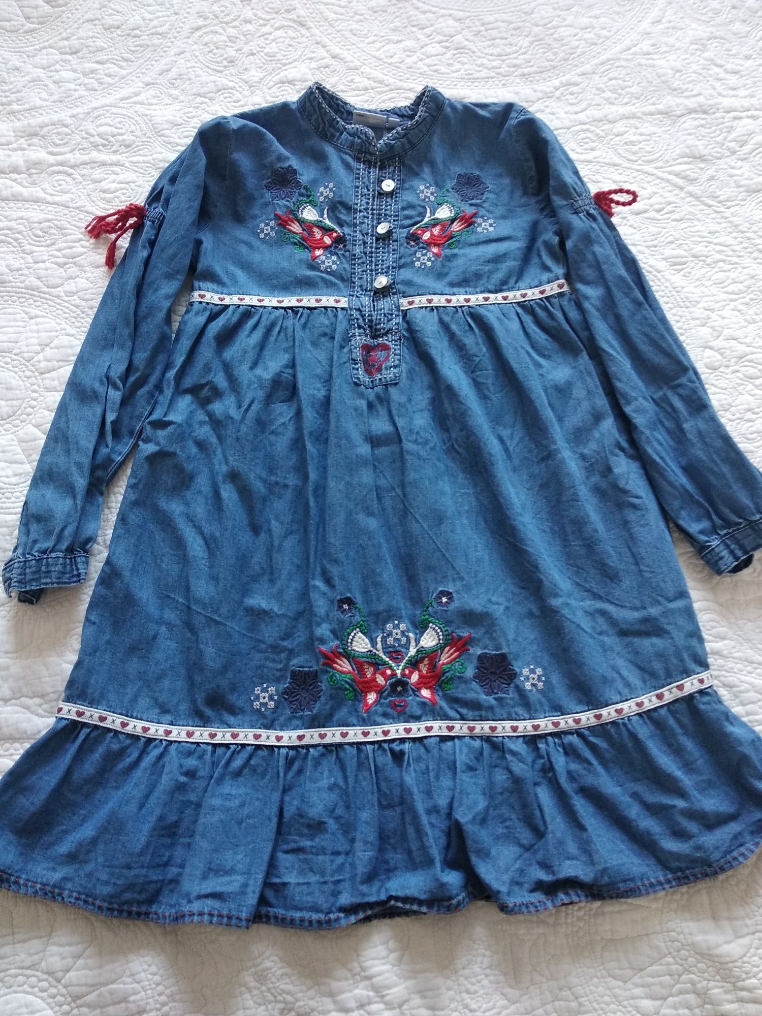 Jeansowa sukienka KappAhl 128 denim oryginalna haftowana