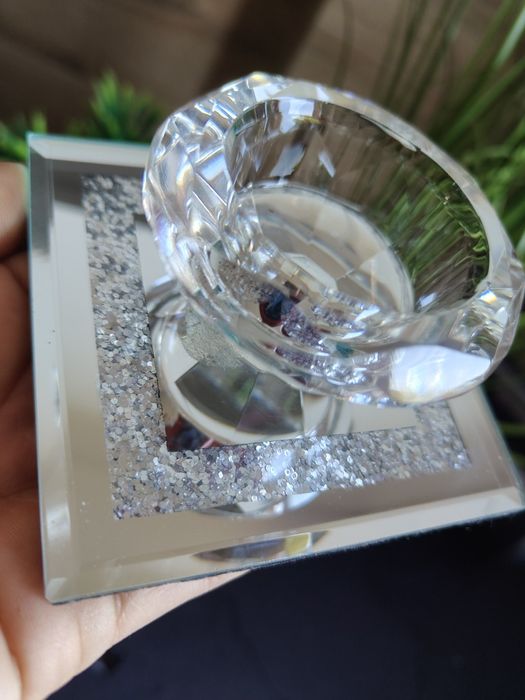 Świecznik lustrzany z brokatem na podgrzewacz Glamour