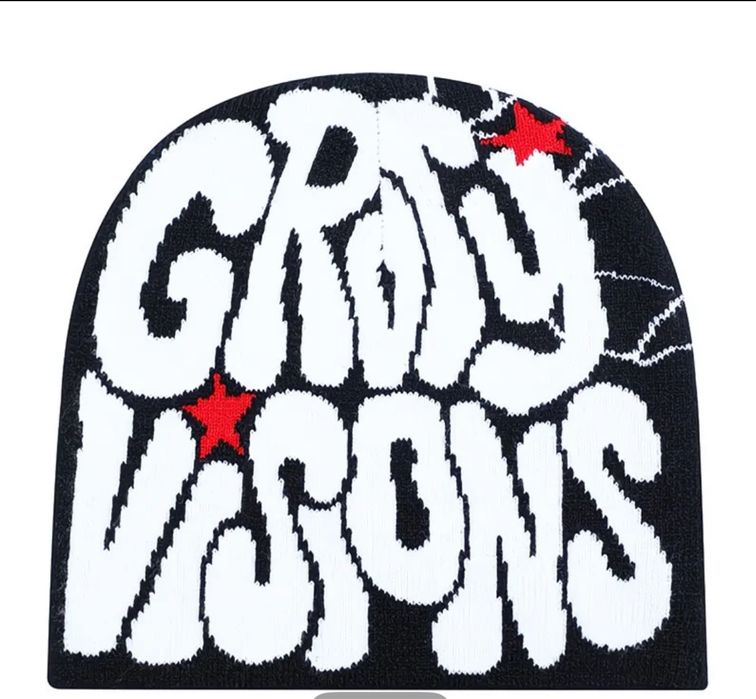 Y2K GRVTY VISIONS Oversize Beanie | Стрітвір В'язана Шапка Унісекс