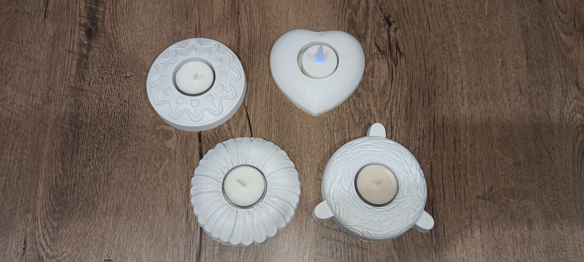 Świeczniki z gipsu ceramicznego 4 sztuki