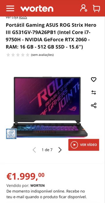 Portátil gaming Asus ROG Strix