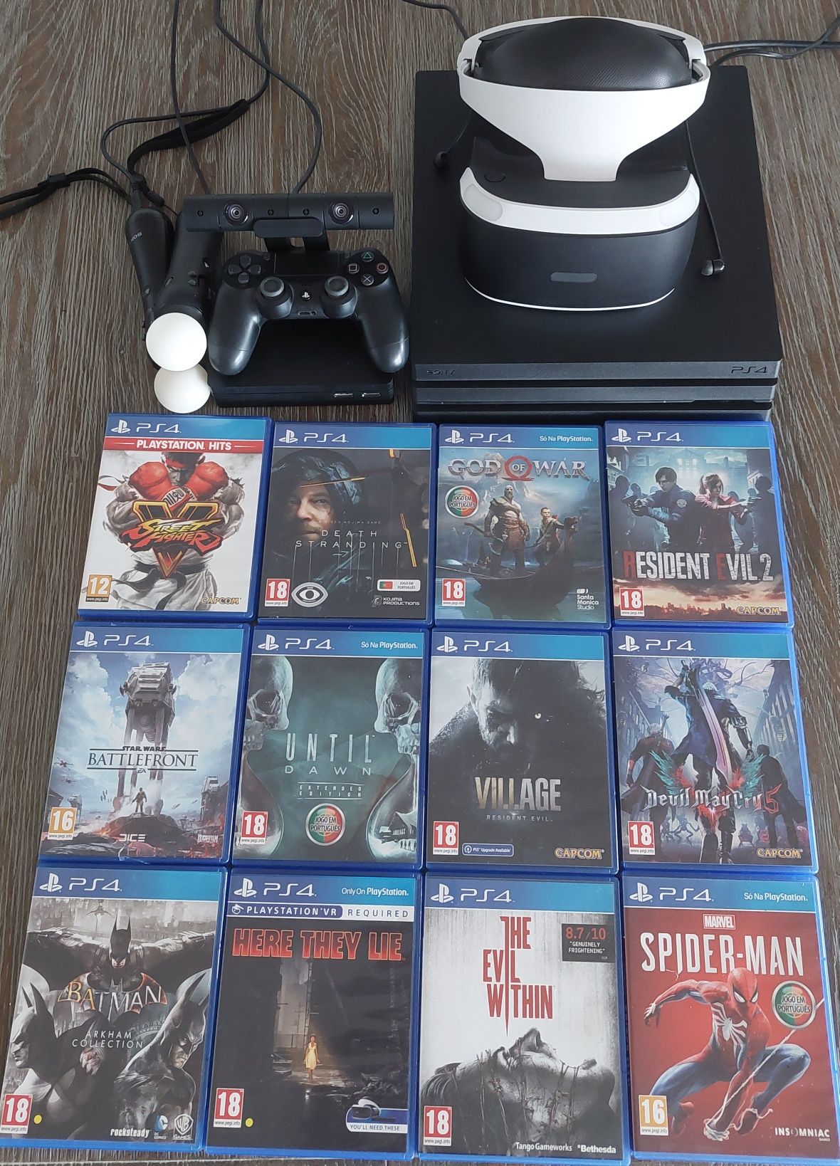 PS4 + Set completo óculos VR + comando + jogos