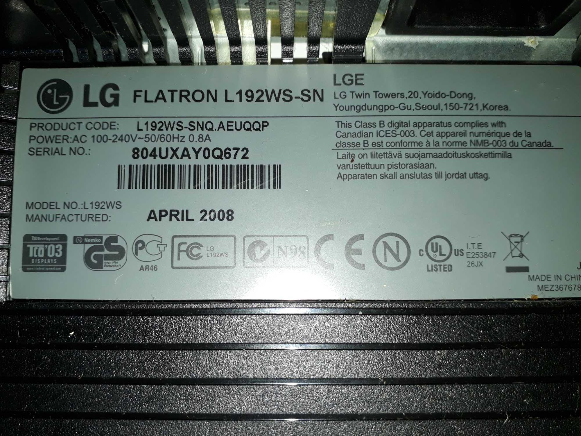 Monitor FLATRON L192WS