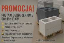 Promocja Pustak ogrodzeniowy 50x19cm Bruk-Bet biały antracyt
