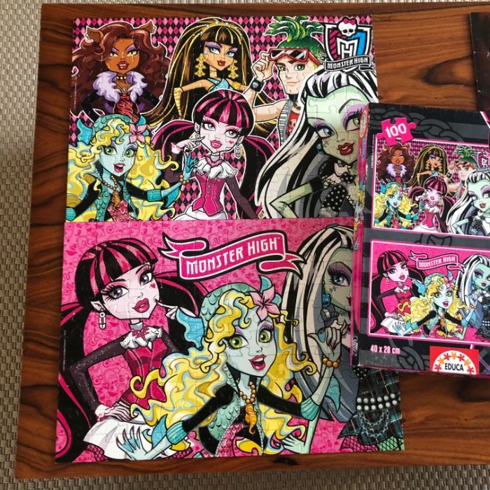 Caixa 2 Puzzles Monster High, da EDUCA, com 100 peças cada