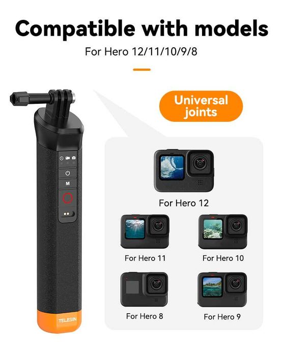 TELESIN drążek kijek wypornościowy Selfie Stick wodoodporny pilot