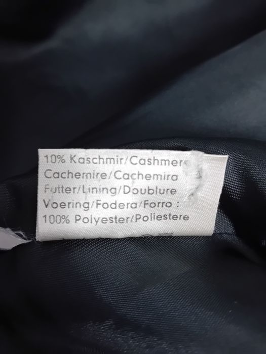 Czarny płaszcz z futrem naturalnym wełna z kaszmirem XXL