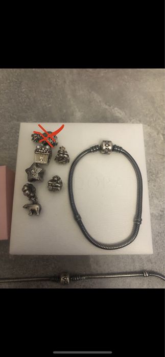 Цепочка браслет шармы pandora раритет биколор