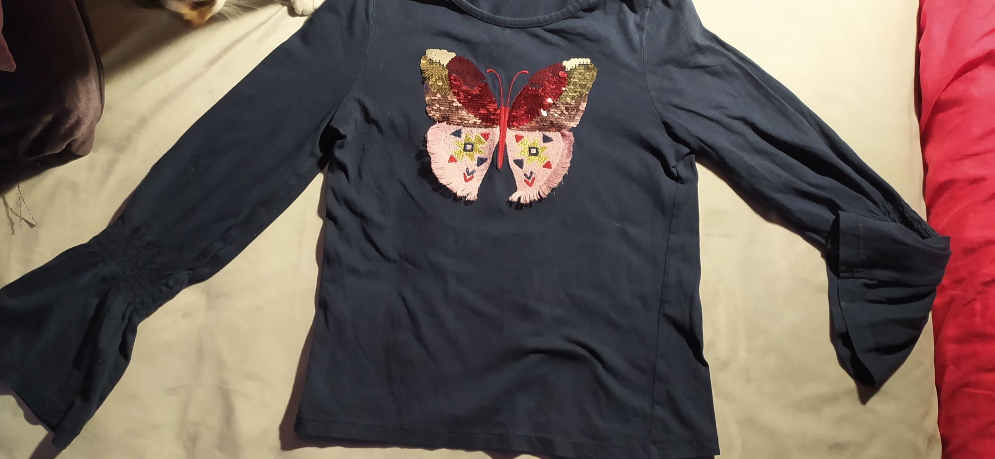 Bluzka bluza cekiny motyl , bluza z Next roz. 128