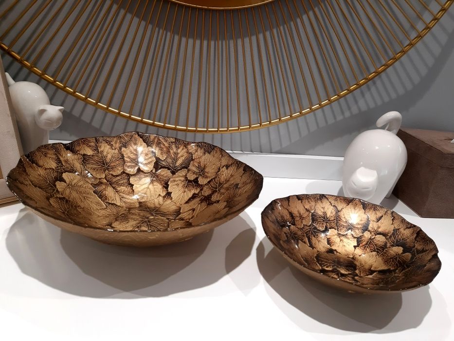 Miski patery Szkło Złote Liście