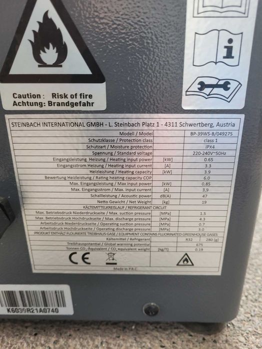 Pompa Ciepla Steinbach do basenu  mini 3,9 kW