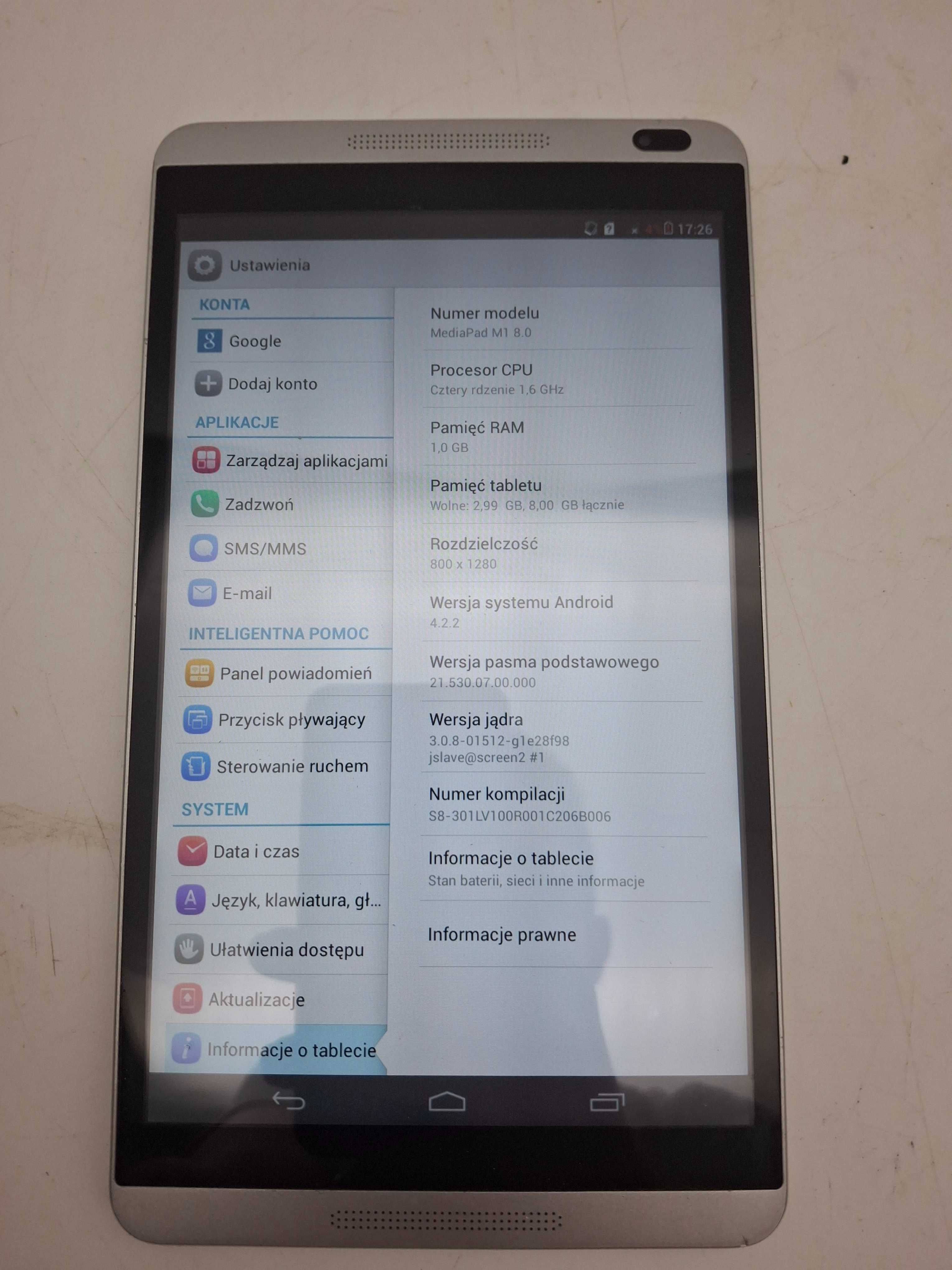 Tablet Huawei MEDIAPAD M1 8.0 8" 1 GB / 8 GB