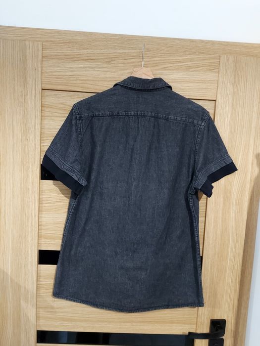 Czarna jeansowa koszula męska roz M bawełna na krótki rękaw Asos