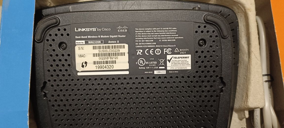Router Linksys/Cisco Adsl2+ 2.4 / 5 GHz, 1Gbps Gigabit Ethernet