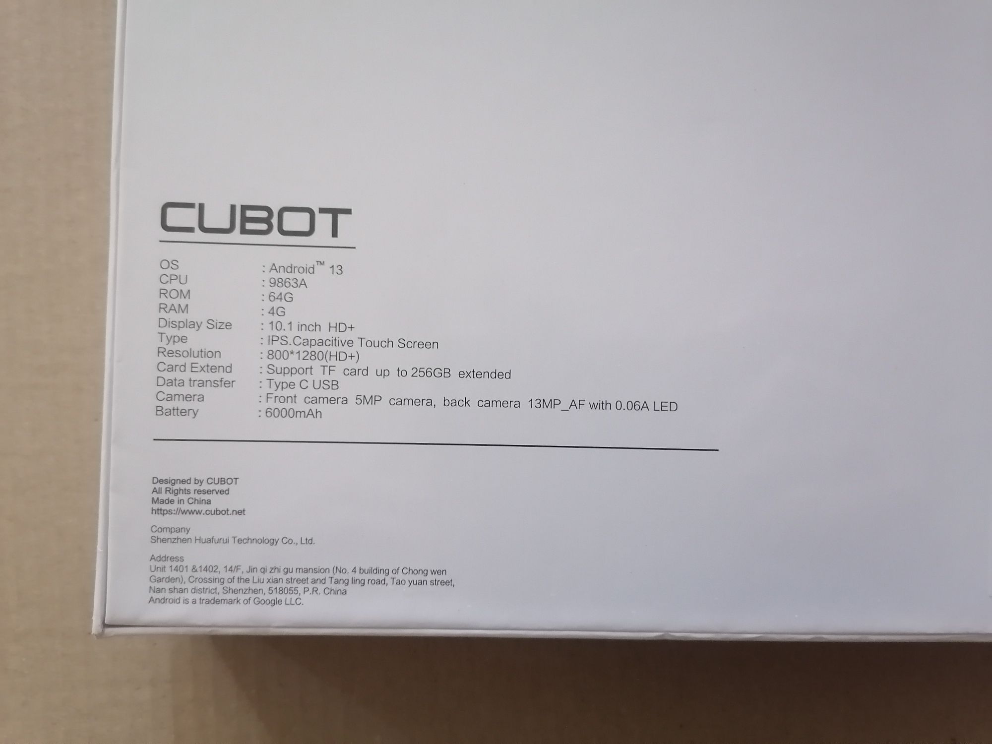 Планшет Cubot TAB 20 10.1" 4Gb/64gb 4G/LTE, 6000 mAh