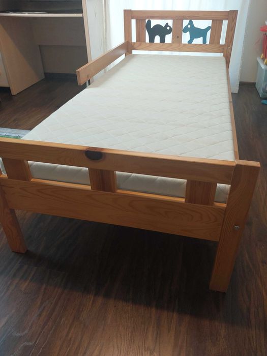Sprzedam ŁÓŻKO dziecięce sosnowe IKEA z RAMĄ (Kritter) 165x75