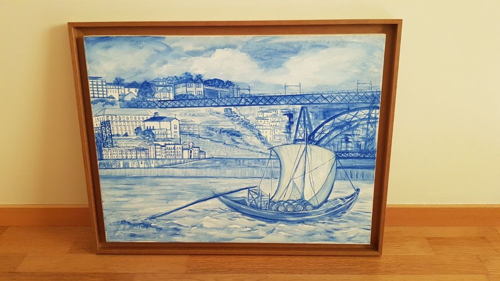 Quadro pintado à mão em óleo (Ponte Luís I - Porto)