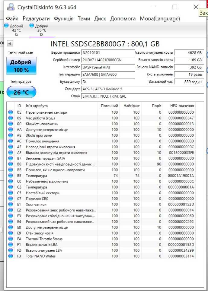 INTEL DC S3520/3710 800gb 3D MLC Enterprise стан нового +інші !!!