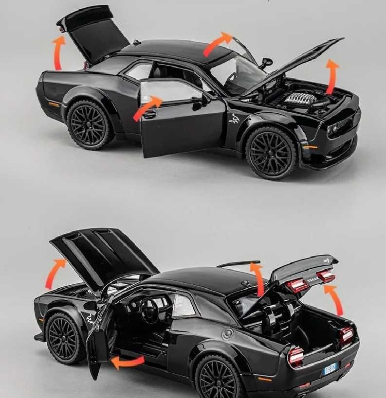 Model DODGE CHALLENGER 1:32 podstawka box led dźwięk maska klapa