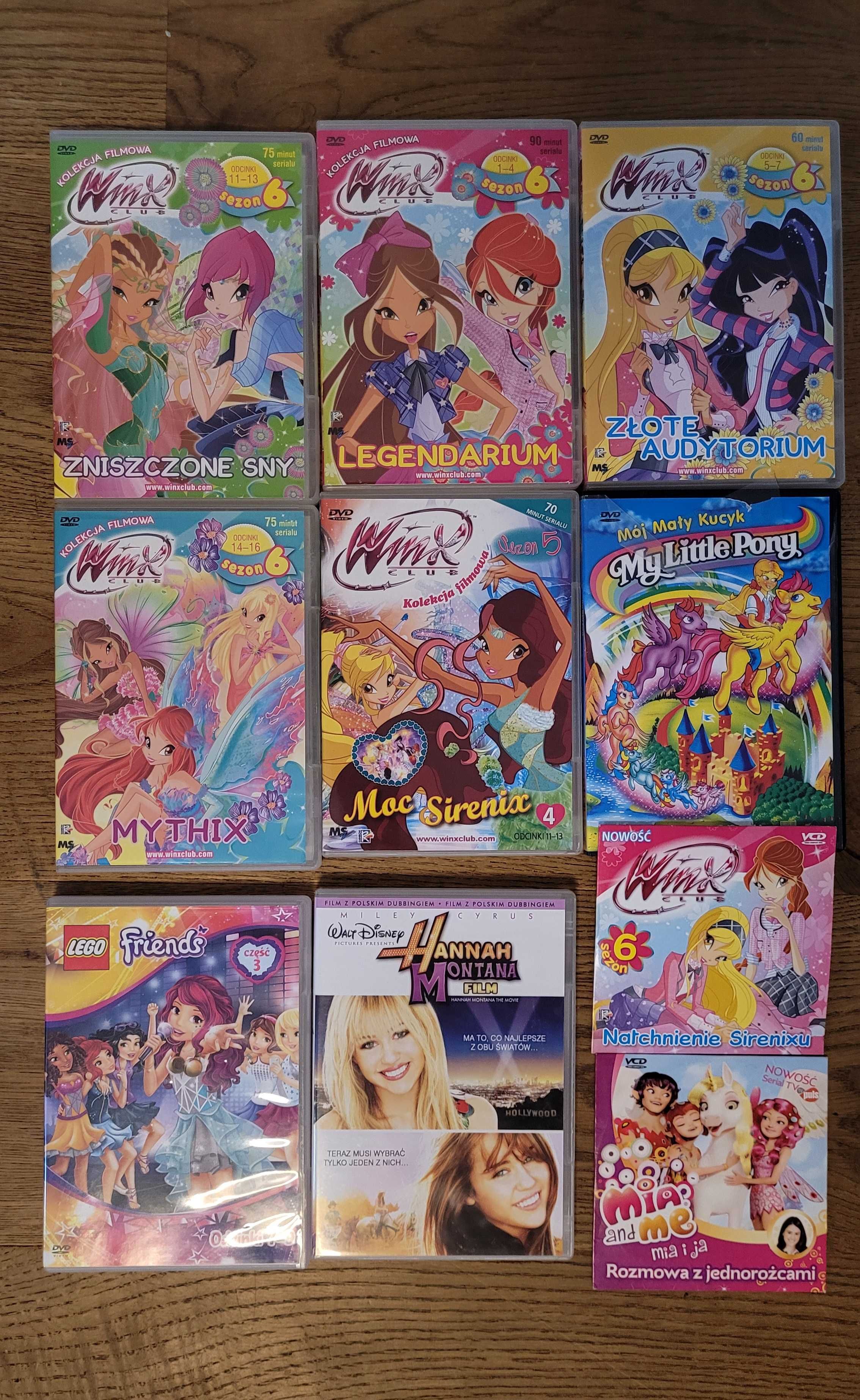 Zestaw płyt 10 szt.: Bajki Winx + Hannah montana + Lego Friend dvd/ cd