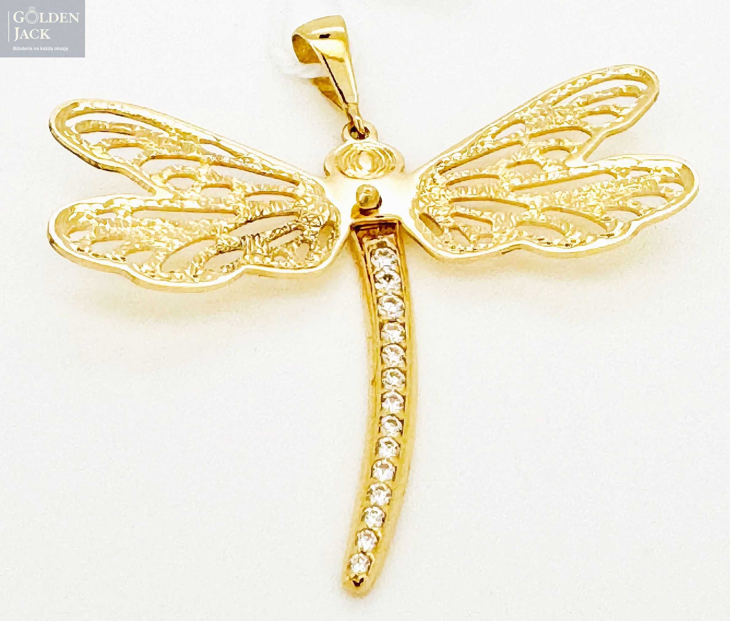 Złota zawieszka wisiorek Ważka złoto pr. 585 waga 2,05 g dł. 3,5 cm